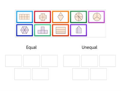 Is the shape broken into equal or unequal parts?