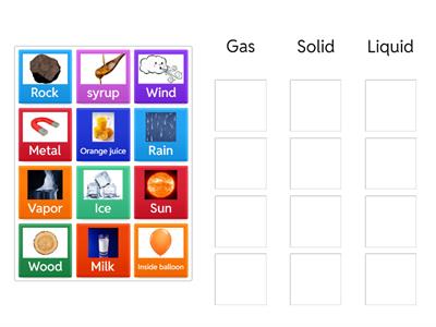 Solid, Liquid, Gas- Sort