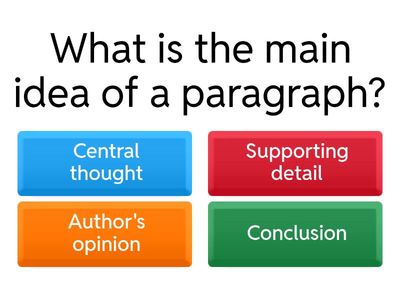 Main Idea Quiz for 5th Grade