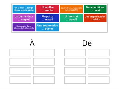 Le vocabulaire du travail + prépositions