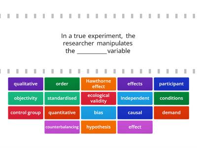 Research Methods Terminology Check