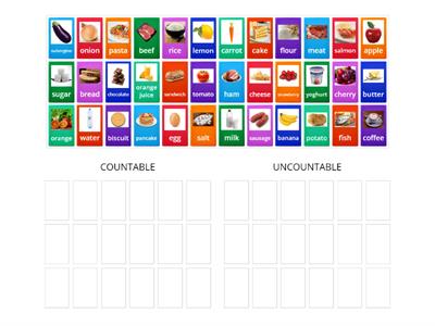 Food and drinks, Unit 4f. Countable and uncountable nouns