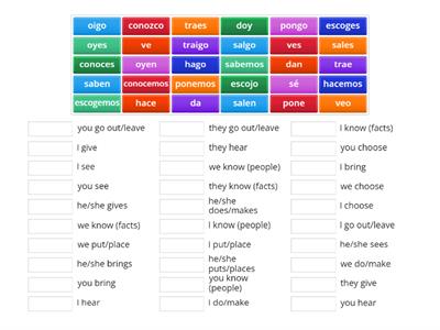 Verbs with Irregular YO Forms