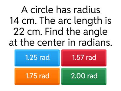 GEOMETRY QUIZIZZ : Circular measure