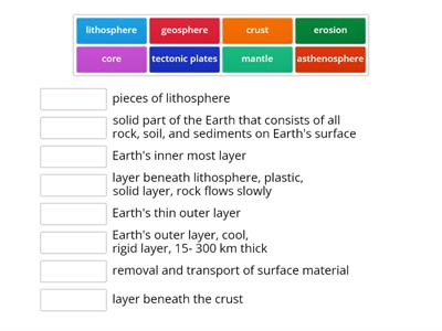 Match up1 The geosphere