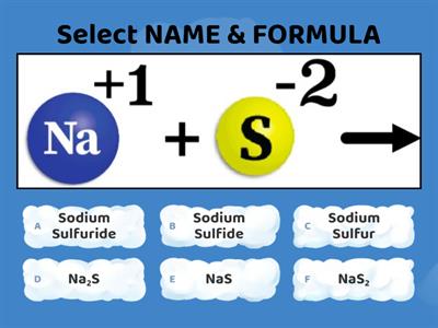 5-1 Pt1-2 Basic Ionic Compounds - Naming & Writing Formulas  Select TWO Answers for All Questions