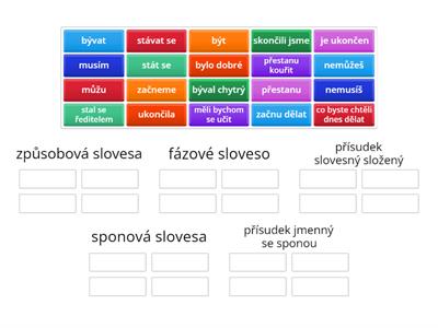Druhy přísudků + druhy sloves