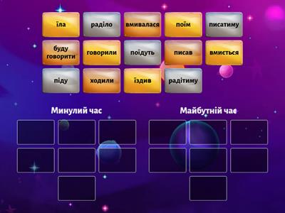 Минулий та майбутній час дієслів.