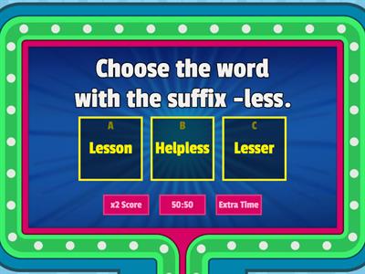Suffixes -ful and -less Game