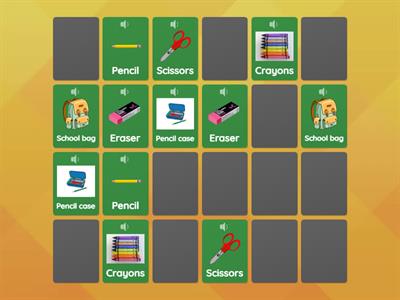 School Supplies Memory Game