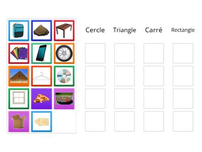Trie: cercle, triangle, carré, rectangle