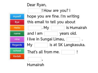 Email Year 4: About Myself