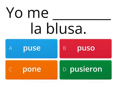 verbo PONER en pasado simple