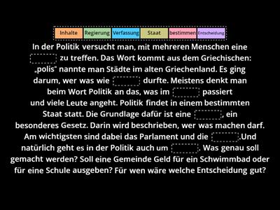 Politik Lückentext Kl. 4