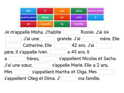 Français: Ma famille