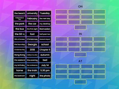 at/in/on group sort