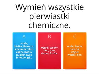 Składniki chemiczne organizmów - Test