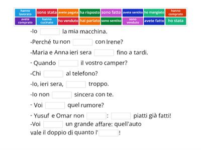 A2- Inserisci il verbo adatto (passato prossimo)