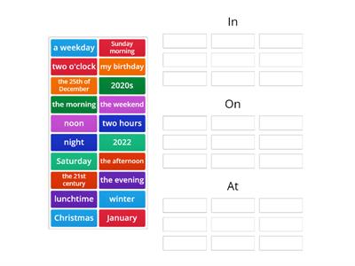 Prepositions of time