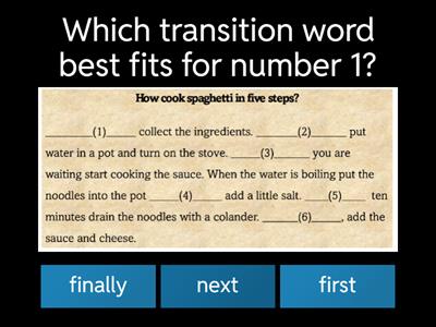Adding Transition Words sequences