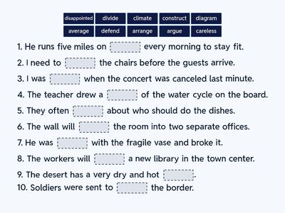 Third grade-tier 2 vocabulary. Complete the sentence