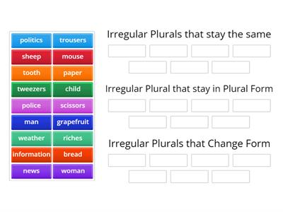 Irregular Plural - Group Sort