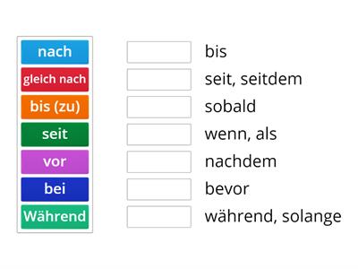 Präposition, Konjunktion: temporal