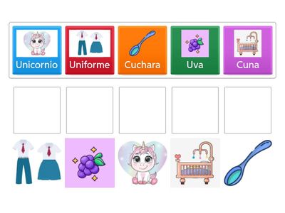 Relacionar la letra U con objetos del entorno