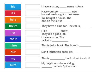 Possessive adjectives and possessive pronouns