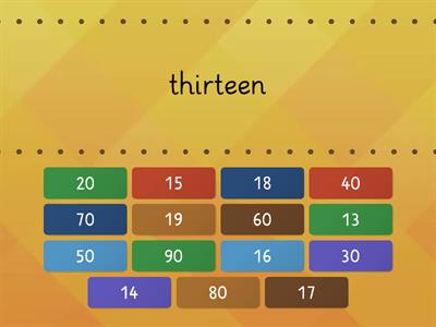 Teen and ty numbers (easy match)