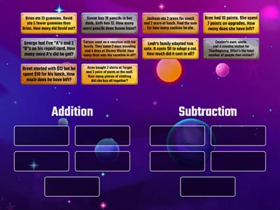 Addition and Subtraction Word Problems (Single Step)