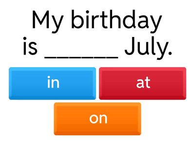 Prepositions of Time Quiz