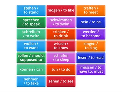 German irregular verbs 2 - Unregelmäßige Verben A1