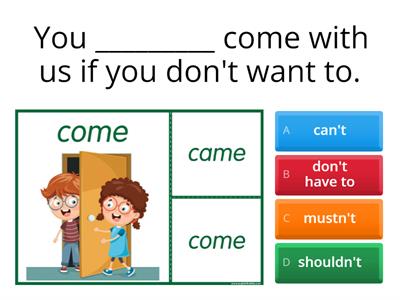 A2 modals must/can/have to/should