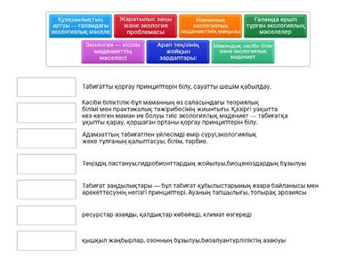 Экология және кәсіби мәдениеті. 10 сынып