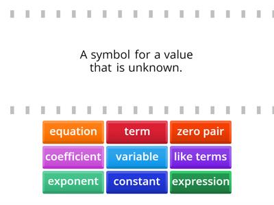 Algebraic vocabulary
