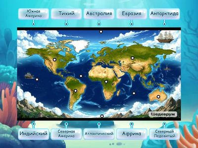 Давай повторим расположение материков и океанов