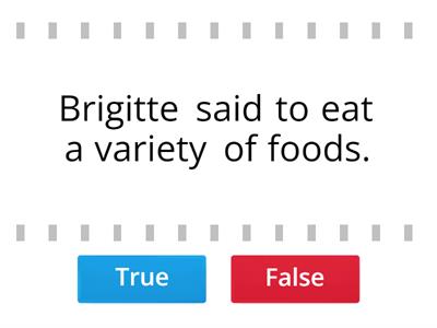 Nutrition True and False