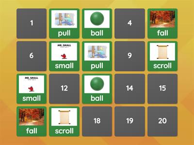 ull, all, oll matching game