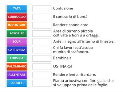 COSA VUOL DIRE? ABBINATE LA PAROLA AL SIGNIFICATO