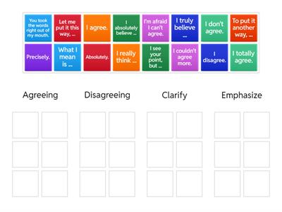Phrases for agreeing or disagreeing