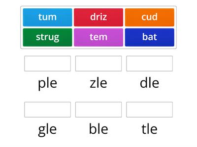 consonant+le Syllable Match Up