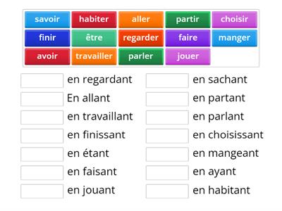 Match the infinitive to it's present participle