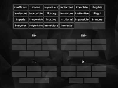 Prefix in-, im-, il-, ir-