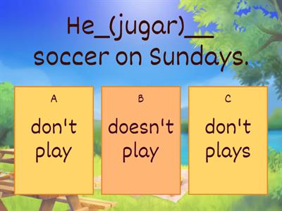 Action verbs (negative form)