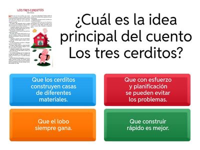 Identificando ideas principales en el cuento "Los tres cerditos"