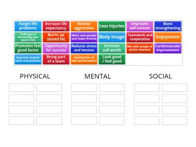 Physical- Mental- Social Categories