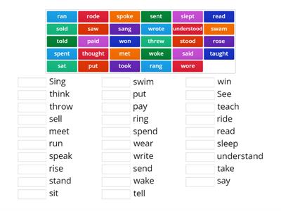 Irregular verbs 4th grade 