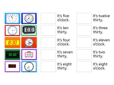 Clock matching - hour and half hour