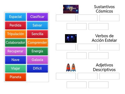 Planeta Inicial (Lenguaje interplanetario). Clasifica las palabras correctamente.